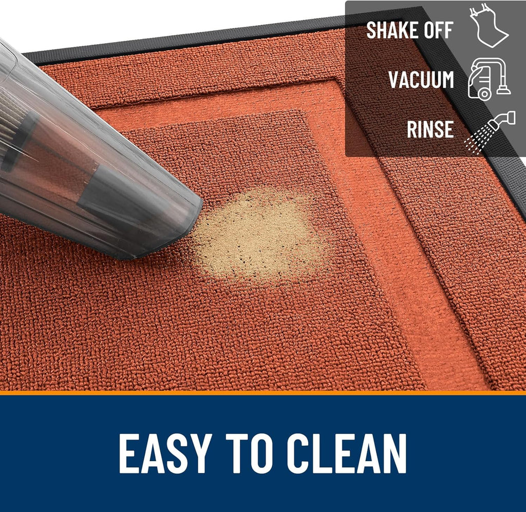 OLANLY Waterproof Front Door Mat - All-Season Indoor/Outdoor Doormat, Easy Clean, 35x23, Vermillion Red