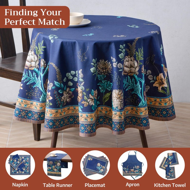 Maison d' Hermine Premium Table Cloth Rectangle Table 100% Combed Cotton 140 x 70 Inches Tablecloth Reusable Decorative for Dining Room, Farmhouse, Home, Party, Festive & Wedding - Artichoke
