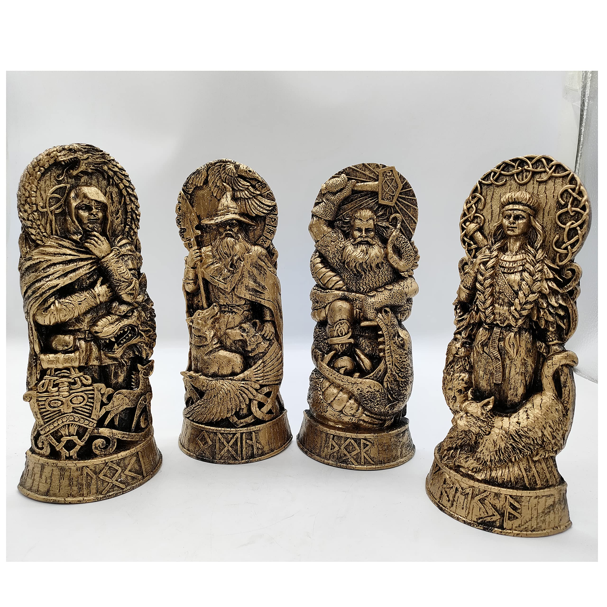 mozhixue Norse Gods Statue Norse Odin Loki Freyja Thor Statue Scandinavian Pantheon Ornaments Resin Viking Mythology Figurines Table Decorative Gift