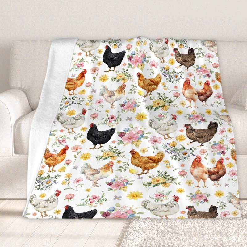 Shishiimo Chicken Flowers Blanket-Chicken Gift for Kids Men Women-Soft Flannel Lightweight Blanket for Sofa Bed Birthday Festival Camping Outdoors 40"x50" for Kids Children