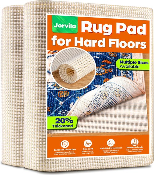 Jorvila Non-Slip Rug Pad - Anti-Skid Mat for Area Rugs | 2x3 Feet Thick Cushion for Hardwood Floors