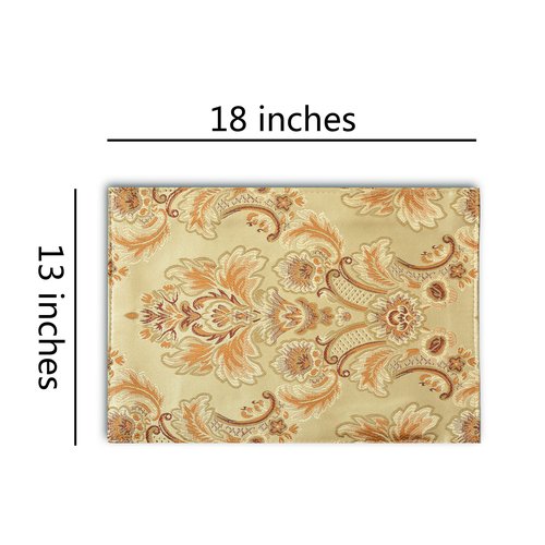 NYSMXF Luxury Dinner Table Runner and Placemats Set of 6, Gold Farmhouse Boho Fabric Cloth Place Mats, Perfect for Dining Room Decor, Washable Indoor Decoration((Gold, 6 Piece 13×18 Placements)