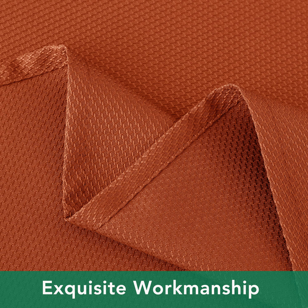 Biscaynebay Fall Tablecloth Textured Fabric Round Tablecloths 90", Rust Thanksgiving Autumn Harvest Water Resistant Fabric Tablecloths for Kitchen, Dining, Wedding, Parties Machine Washable