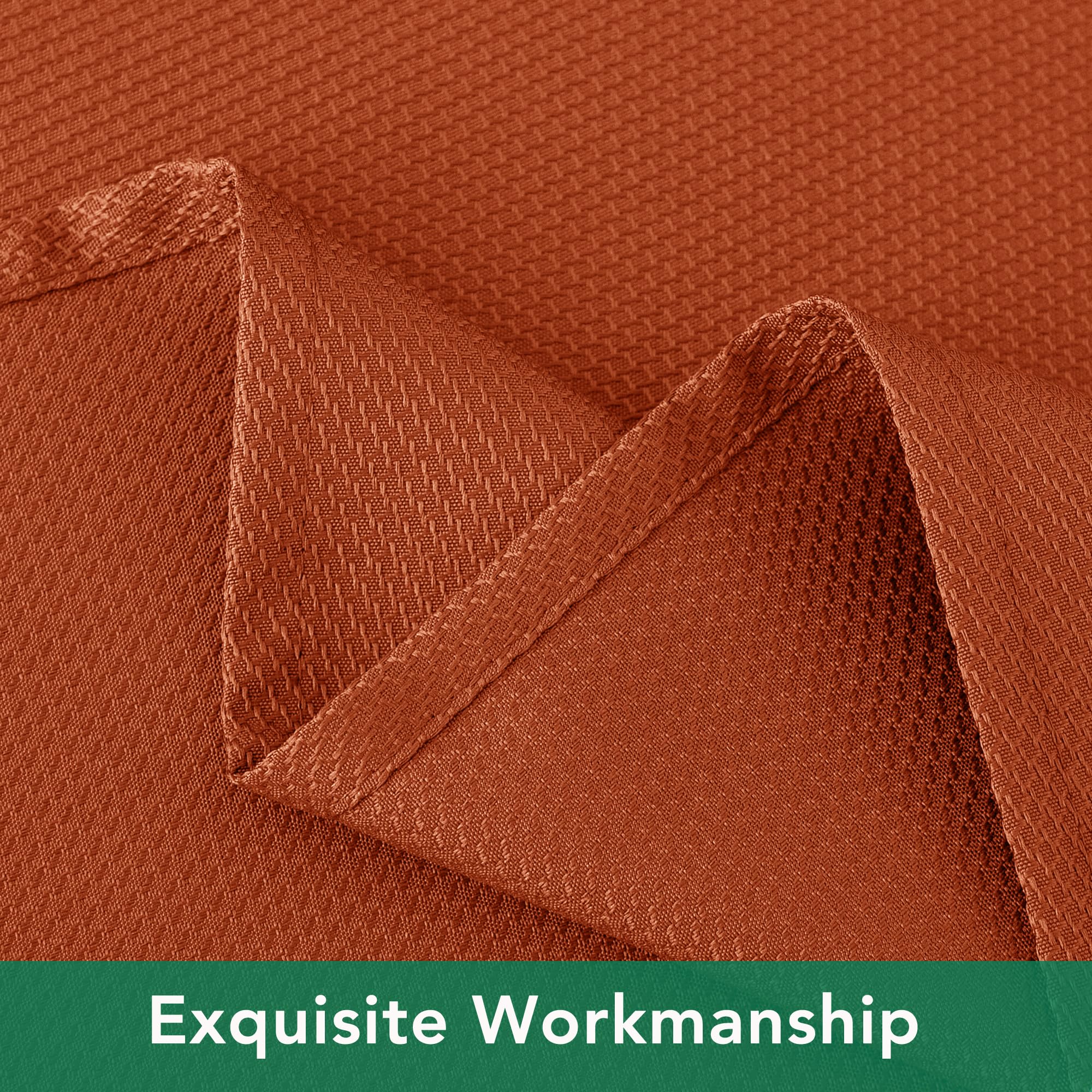 Biscaynebay Fall Tablecloth Textured Fabric Round Tablecloths 90", Rust Thanksgiving Autumn Harvest Water Resistant Fabric Tablecloths for Kitchen, Dining, Wedding, Parties Machine Washable