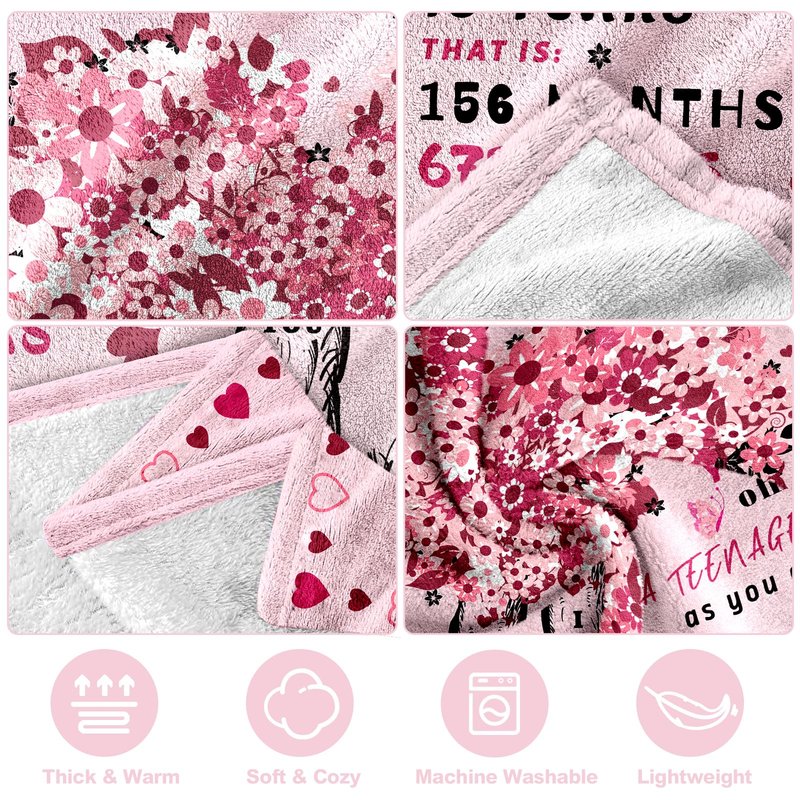 13th Birthday Gifts for Girls Throw Blanket 60"x50", Birthday Gifts for 13 Year Old Girls, Best Presents for 13 Year Old Girl, Official Teenage 13 Gift Ideas for Her, Bday Gift for Teen Girl Age 13