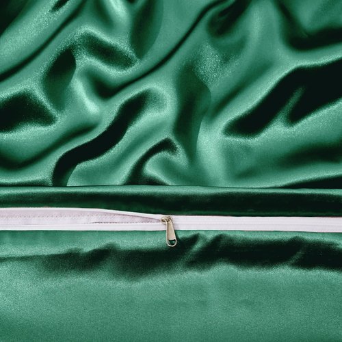 Manyshofu 6Pcs Dark Green Duvet Cover Cal King Size Set with Satin Fitted Sheet - Not Comforter, Silky Comforter Cover Set Satin Duvet Bed Sheets (4 Pillowcases, 1 Duvet Cover, 1 Fitted Sheet)