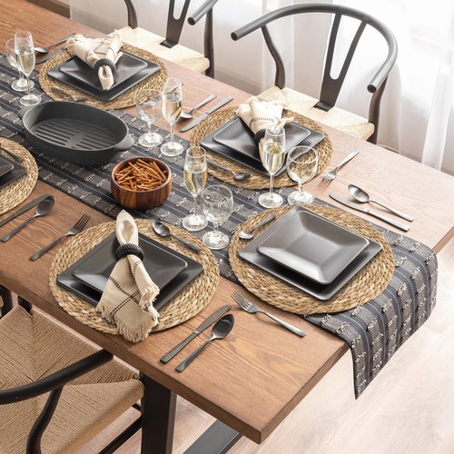 Kochorie Set of 6 Round Woven Placemats - 13.8 Inches Natural Boho Rattan Wicker Table Mats for Home Dining Table