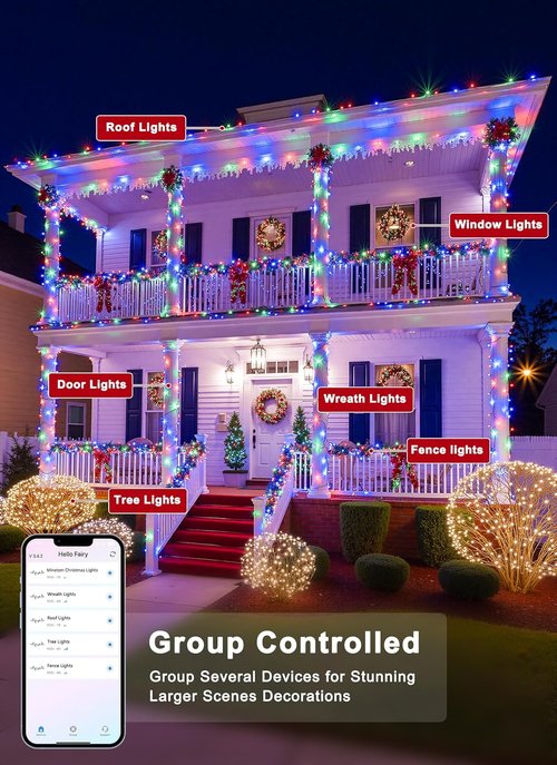 Minetom LED RGB String Lights - 82ft 250-LED Color Changing Fairy Lights with Remote & App Control