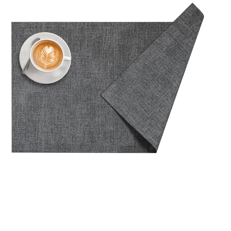 Placemats Set of 6, DOLOPL Reversible Faux Leather Place Mats – Waterproof, Heat Resistant, Washable & Easy-Clean Wipeable, 17"x11.8" Modern Neutral Style for Kitchen & Dining Table