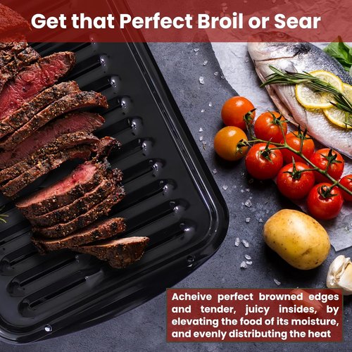 Broiler Pan for Oven by [Brand Name] - Nonstick Ceramic Coated 16.75” x 13” | Heavy Duty Heat Resistant Up to 550°F