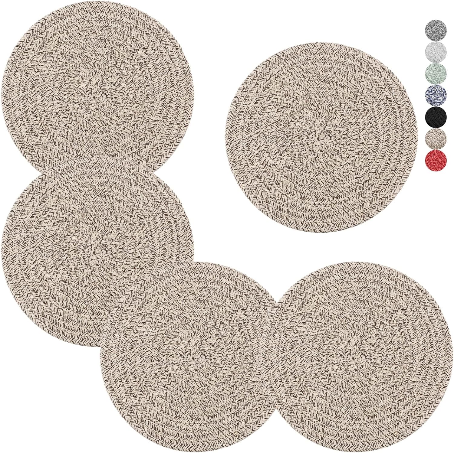 Trivets | Heat Resistant Hot Pads - 8-Inch Pot Holders Set of 5 for Kitchen Counter Protection - Brown