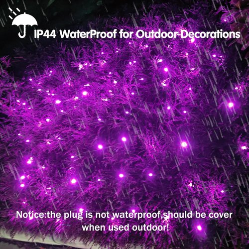 HISHINY Halloween Outdoor Lights - 100 LED Purple Net Lights | Waterproof & UL Certified, 5ft x 5ft