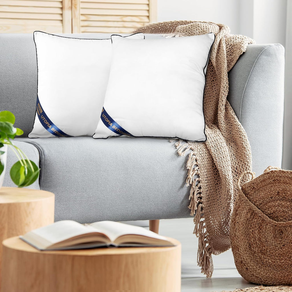 Utopia Bedding Throw Pillow Inserts - Decorative 26 x 26 Inch White Pillows for Sofa & Bed | Pack of 2