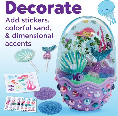 Creativity for Kids Mini Garden - Mermaid Terrarium Kit for Girls | Fun Crafts & Toys (Ages 6+)