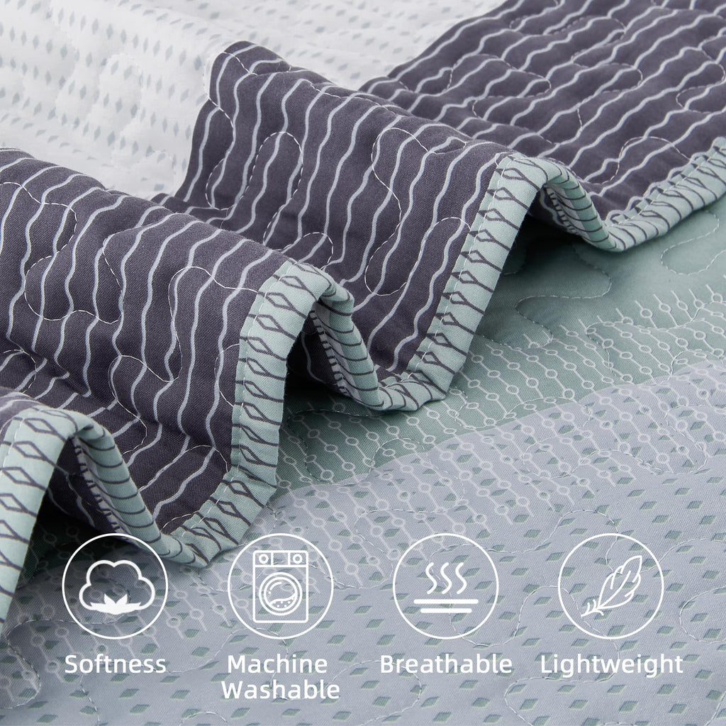 Andency Stripe Quilt Set Cal King(104x112 Inch), 3 Pieces (1 Striped Quilt and 2 Pillowcases) Patchwork Bedspread Coverlet Set, Lightweight Soft Microfiber Quilted Bedding Set