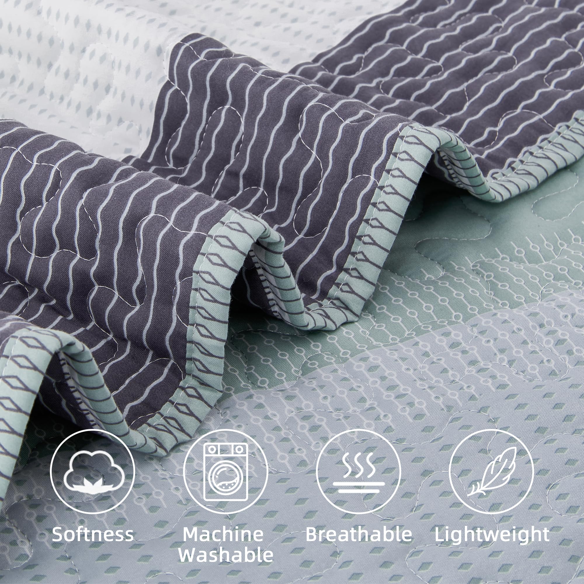 Andency Stripe Quilt Set Cal King(104x112 Inch), 3 Pieces (1 Striped Quilt and 2 Pillowcases) Patchwork Bedspread Coverlet Set, Lightweight Soft Microfiber Quilted Bedding Set