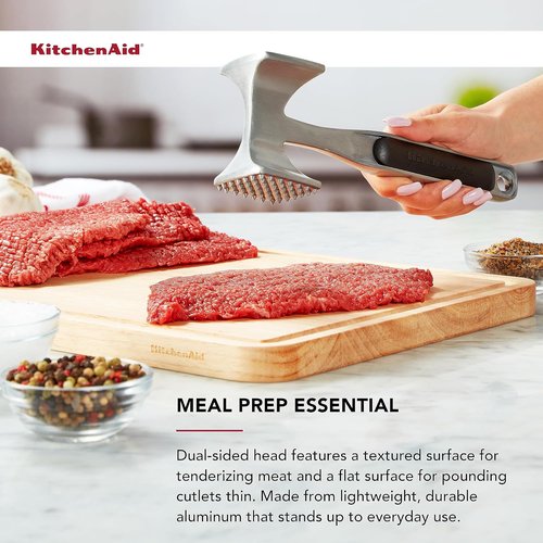KitchenAid Gourmet Meat Tenderizer - Multi-Sided Design for Easy Pounding | Black, Hand Wash, One Size
