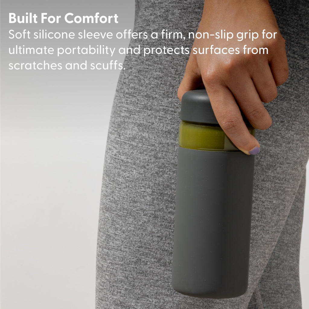 W&P Porter Glass Wide Mouth Bottle w/ Protective Silicone Sleeve | Mint 16 Ounces | On-the-Go | Reusable Bottle | Portable and Lightweight | Dishwasher Safe