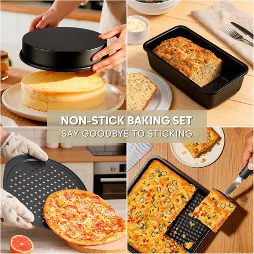 Fire More 10-Piece Nonstick Baking Pan Set - Durable 0.8MM Bakeware with Cookie Sheets, Muffin & Cake Pans