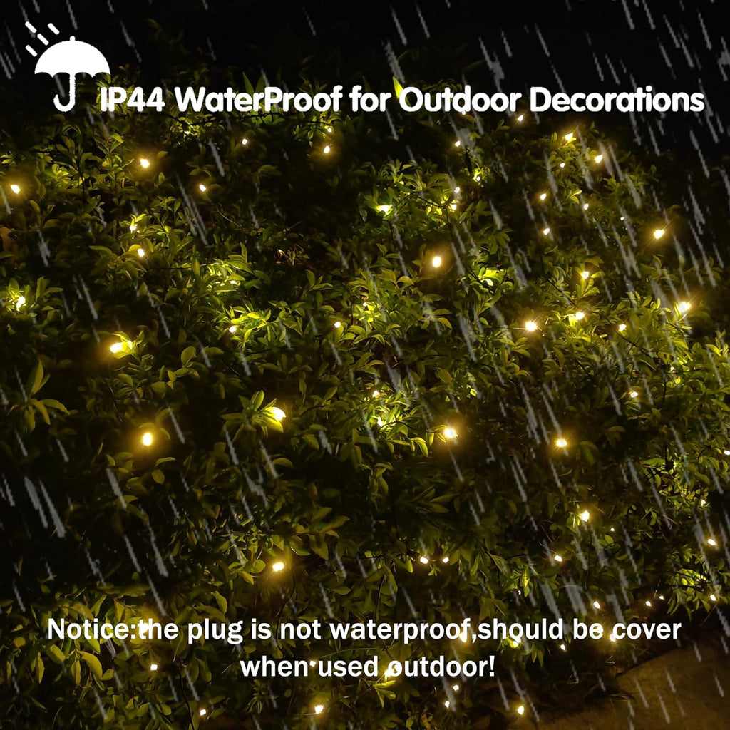 Skiennix LED Christmas Net Lights - 144 LEDs, 6ft x 6ft, Warm White, UL Certified for Outdoor Decor