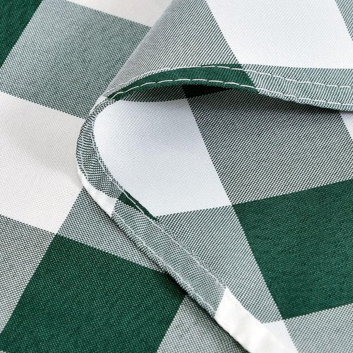 Hiasan Checkered Round Tablecloth 30 Inch - Waterproof Stain and Wrinkle Resistant Washable Fabric Christmas Table Cloth for Dining Room Party Outdoor Picnic, Forest Green and White