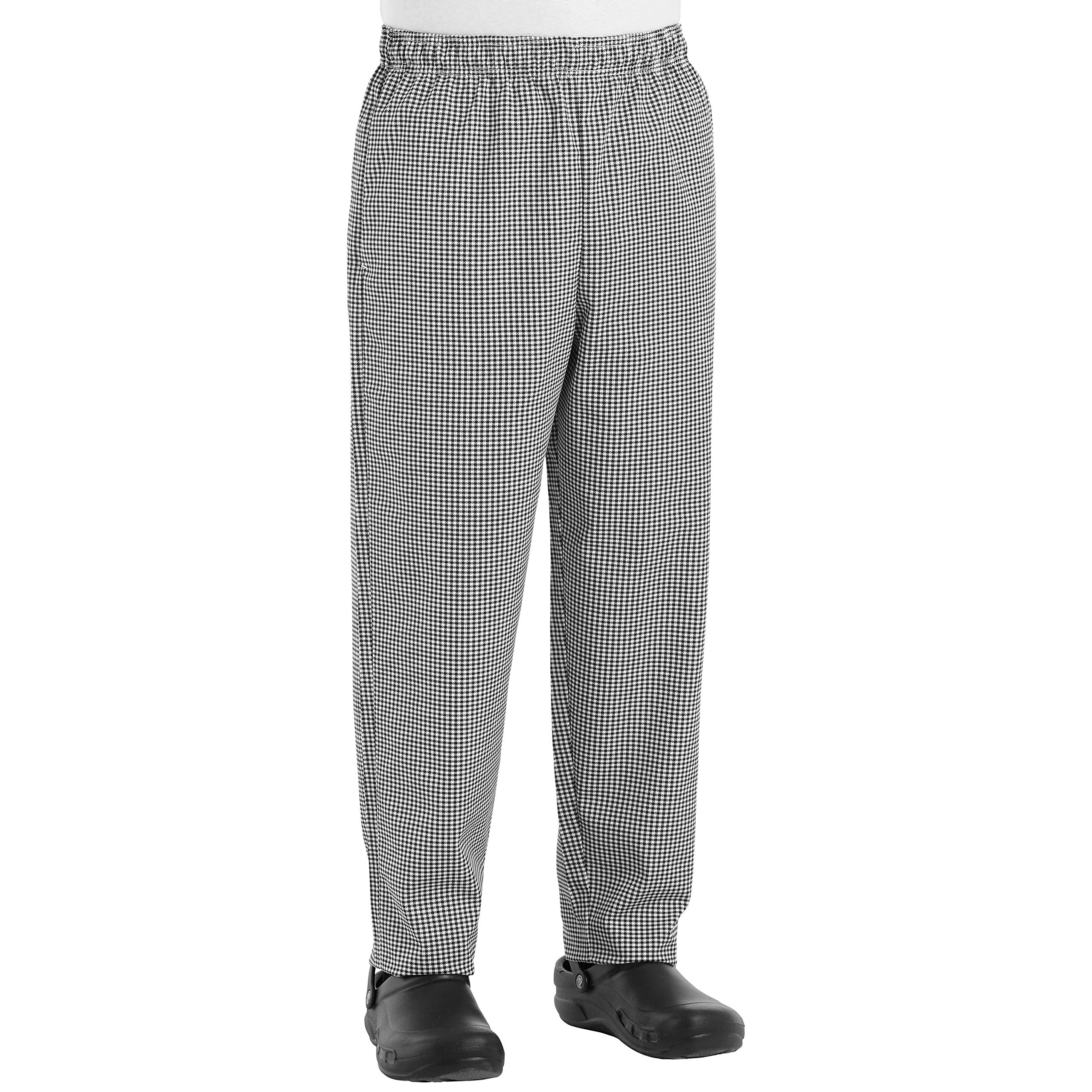 Chef Designs Men's Baggy Chef Pant, Black/White Check, Medium