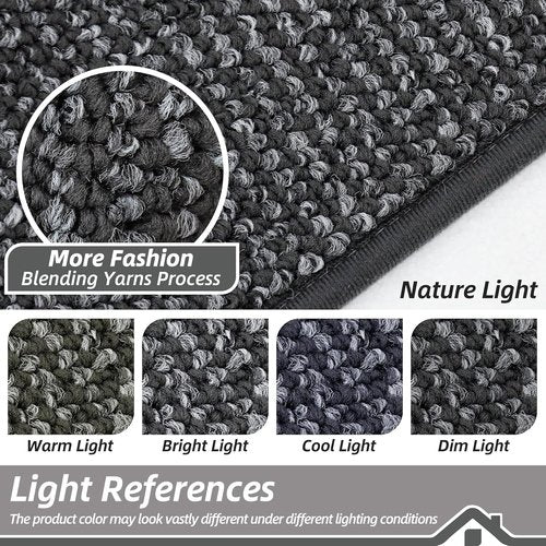 BEQHAUSE Dirt Trapper Door Mat - Non-Slip, Washable, Absorbent 32" x 48" Charcoal Entrance Mat