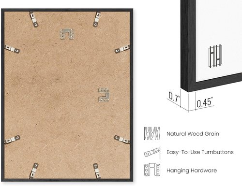 HAUS AND HUES Black Oak Wood Picture Frame - Modern 11x14 Wall Art Display | Lightweight & Ready-to-Hang