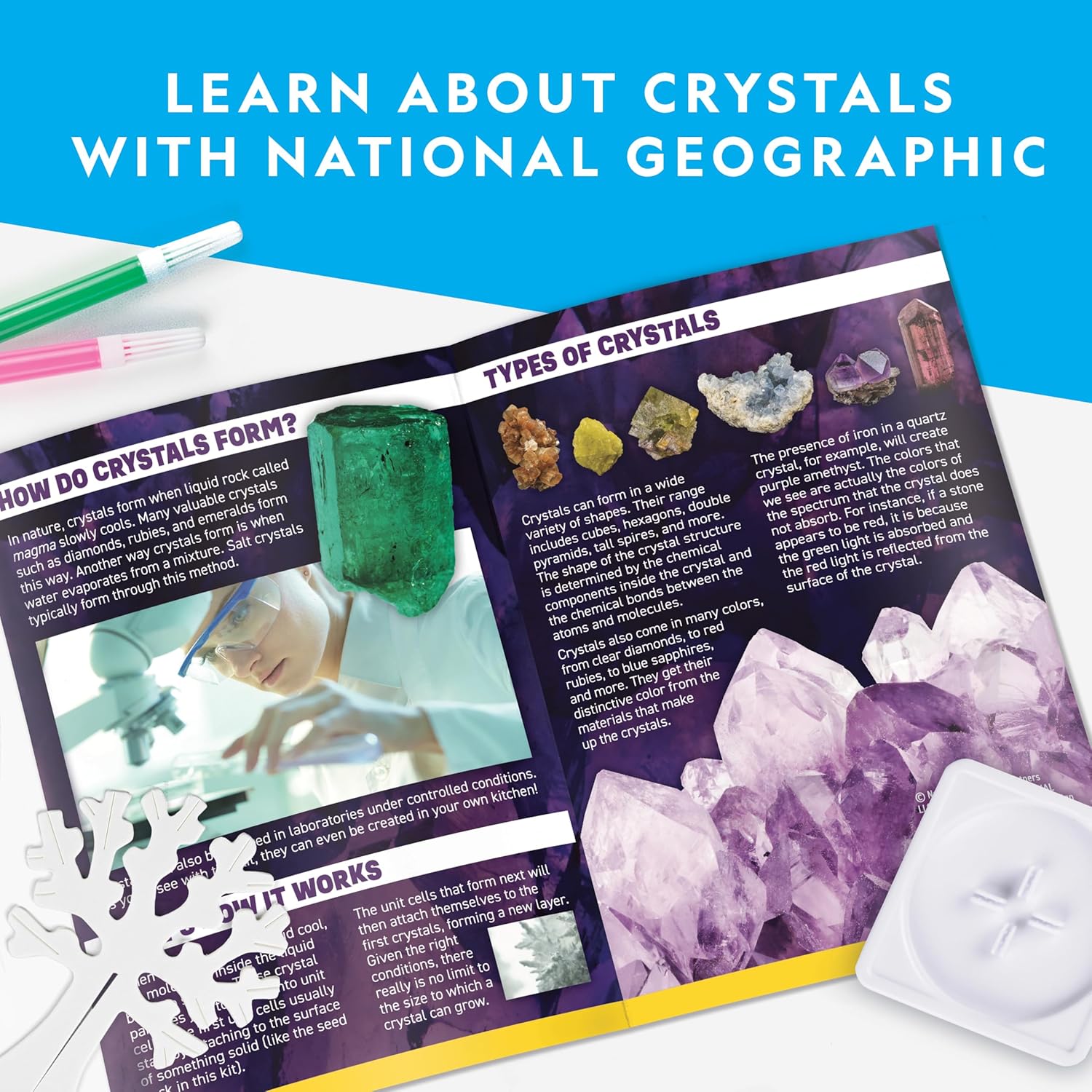 National Geographic Crystal Growing Kit for Kids - Grow a Stunning Crystal Garden in 6 Hours | Educational STEM Craft