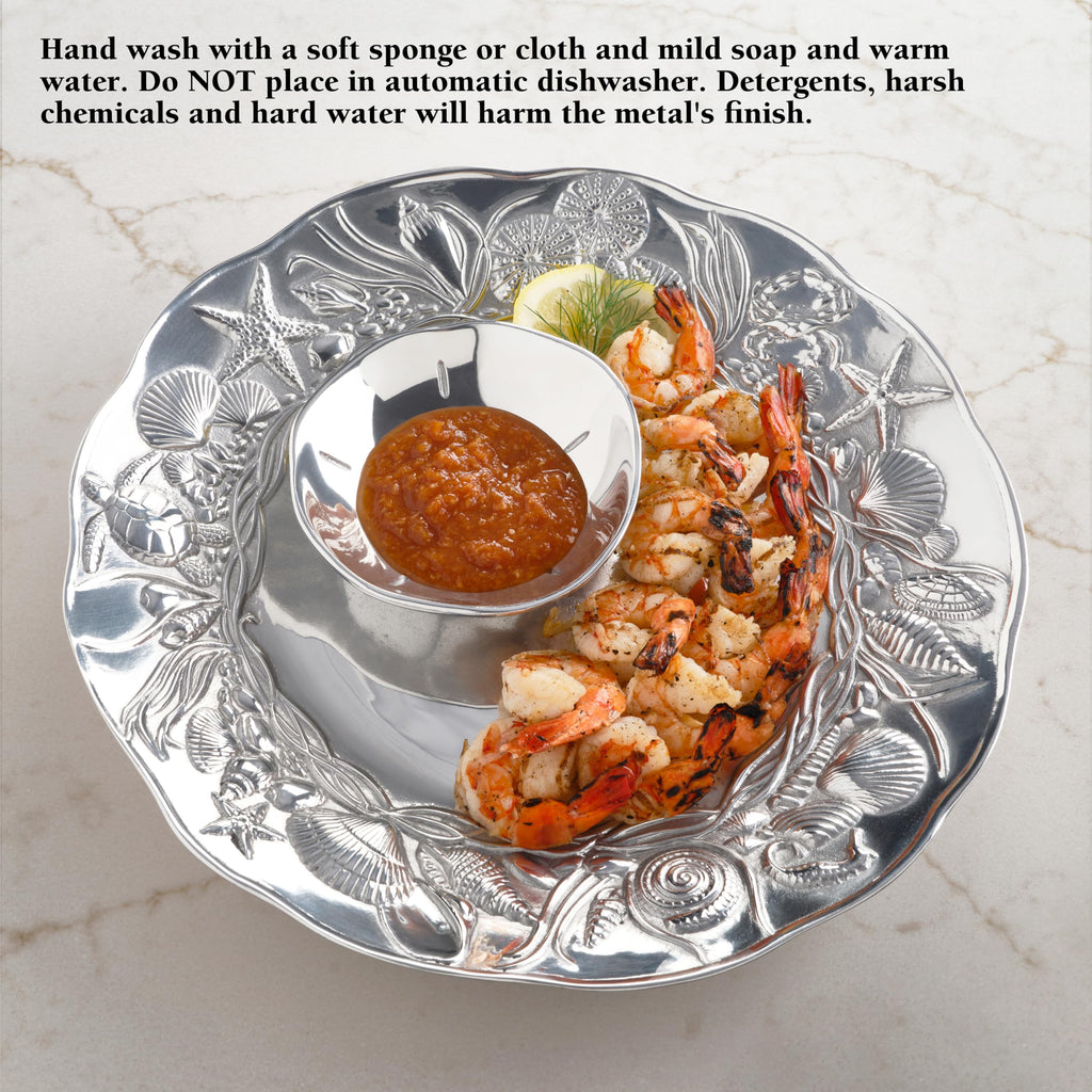 Wilton Armetale Coastal 2-Piece Chip And Dip Serving Set, 13.75-Inch, Large, Silver
