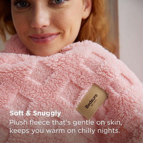 Bedsure Light Pink Throw Blanket - Super Fluffy Waffle Cozy Blanket for Sofa & Bed, 50x60 Inches