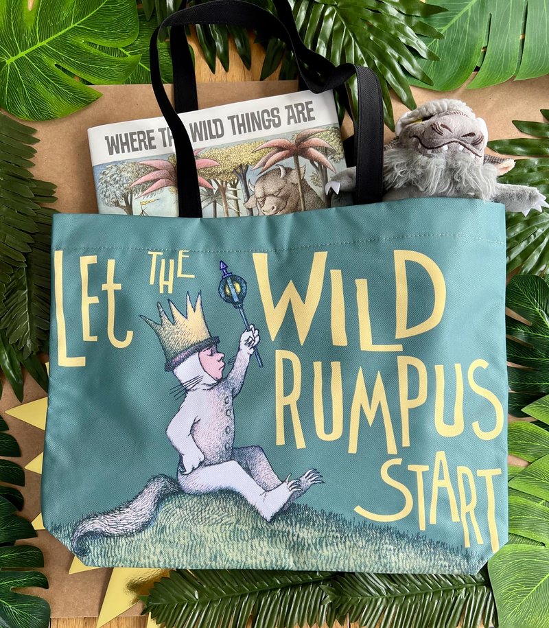 CON*QUEST Conquest Journals Where the Wild Things Are Tote Bag, Durable Woven Polyester, Secure Snap Closure, Inside Pocket, Patterned Inner Lining, 18'' x 14'' x 4'', Officially Licensed