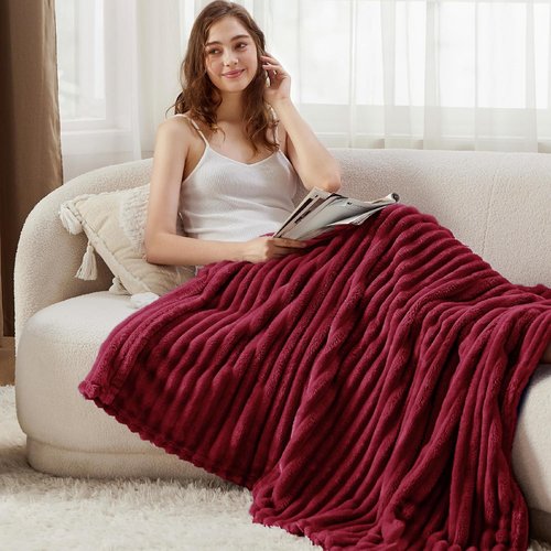 Bedsure GentleSoft Twin Blanket - Cozy Red Throw for Women & Girls, 66x90 Inches