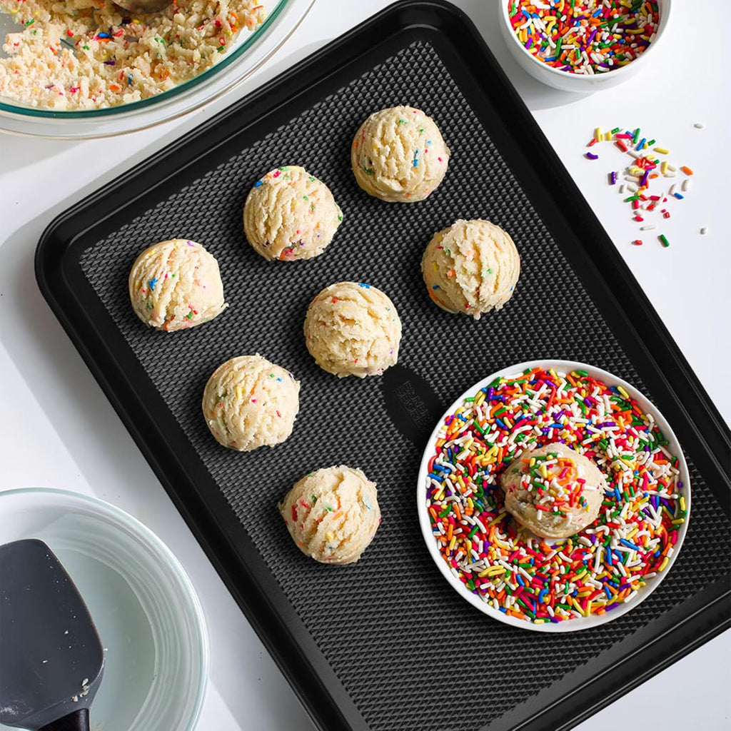 Baker's Secret Baking Sheet Pan Set - 3 Premium Cookie Sheets with Diamond Texture | Extra Thick, PFOA Free