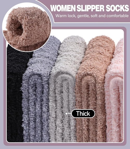 LANLEO Fuzzy Socks for Women - Soft, Cozy, Fluffy Winter Slipper Socks | Warm Microfiber Plush