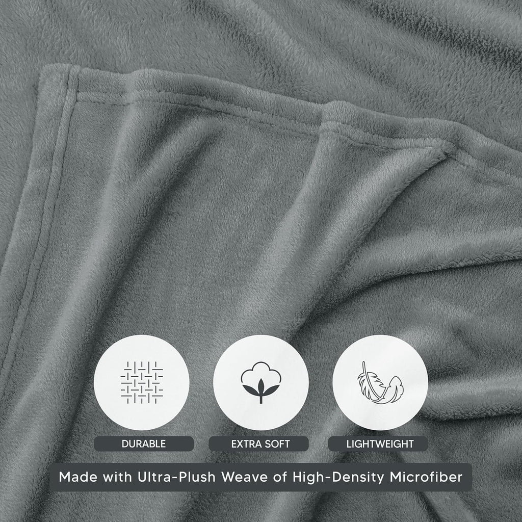 Utopia Bedding Queen Size Cool Grey Fleece Blanket - Soft, Anti-Static Microfiber (90x90 Inch)