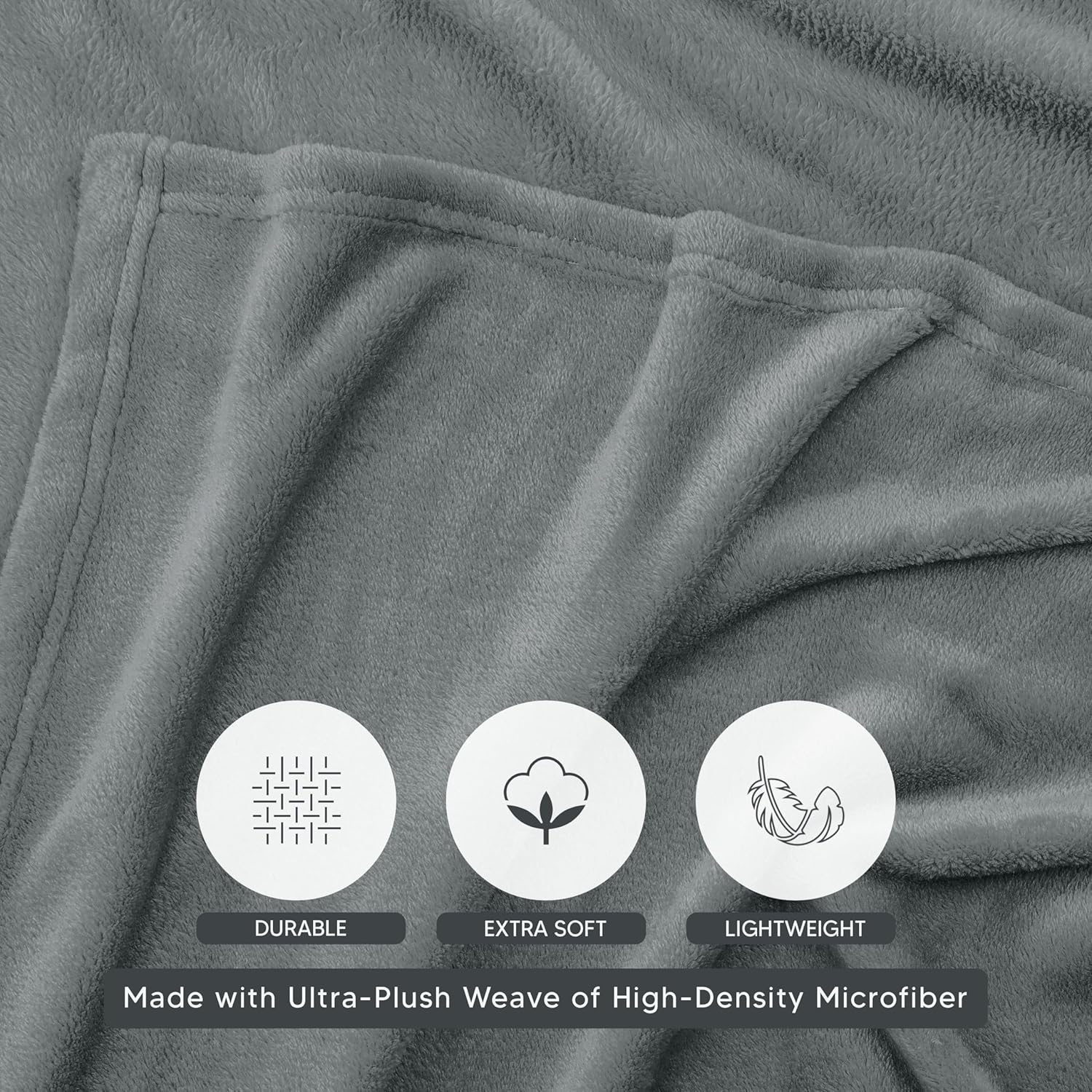 Utopia Bedding Queen Size Cool Grey Fleece Blanket - Soft, Anti-Static Microfiber (90x90 Inch)