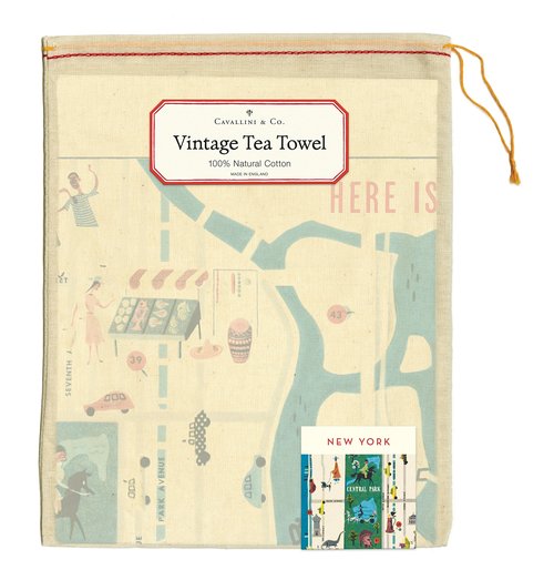 Cavallini Papers & Co TT/MAPNYC Vintage New York Map Cotton Tea Towel