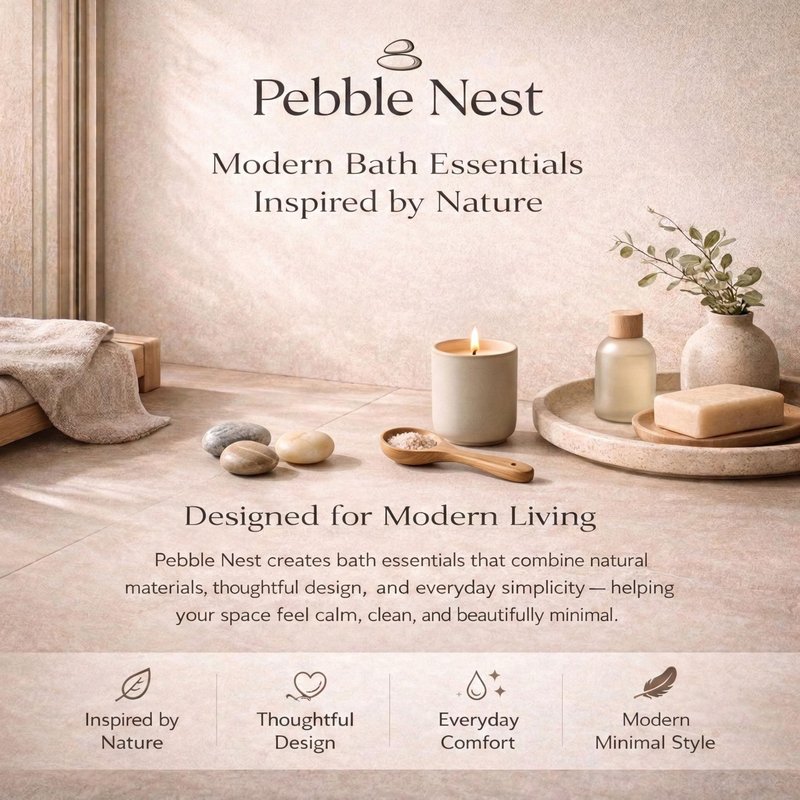 Pebble Nest Stone Bath Mat – Diatomaceous Earth Quick Drying Non-Slip Bathroom Mat – Super Absorbent Diatomite Shower Mat, Durable & Easy to Clean, Modern, 23.6" x 15.3", (Slate Grey - Linea)