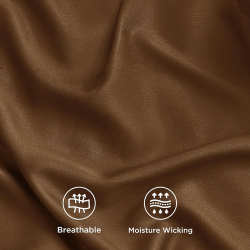 Bedsure Cooling Bed Sheets - Breathable Rayon from Bamboo | Soft & Luxurious Full Size, Deep Pocket Up to 16 Inches, Brown