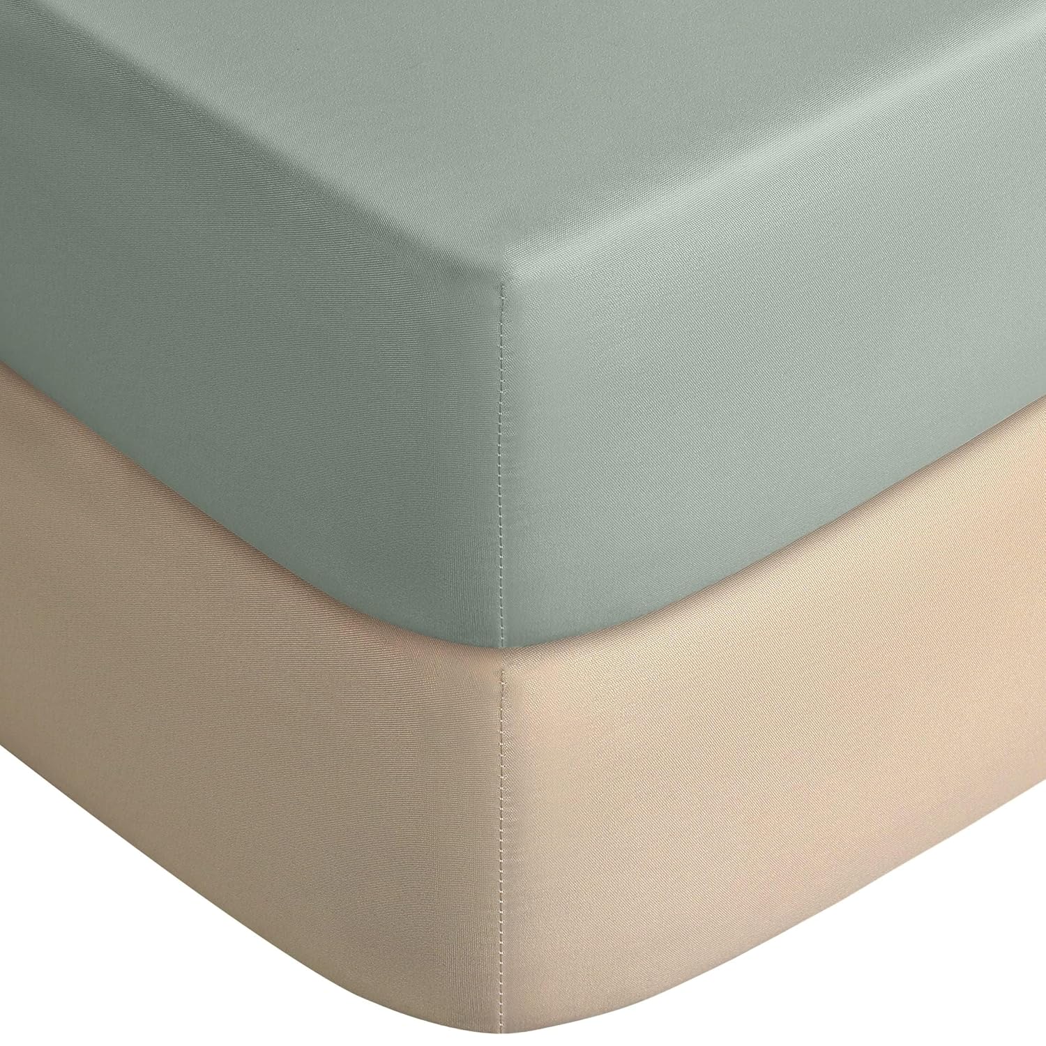 Yoofoss Fitted Pack and Play Sheets - Soft, Breathable Mini Crib Sheets 2-Pack | Apricot & Green