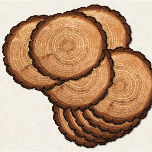 30 Pcs Disposable Wood Grain Placemats, Rustic Brown Decorative Round Placemats for Birthday Party Table Setting Supplies Decoration