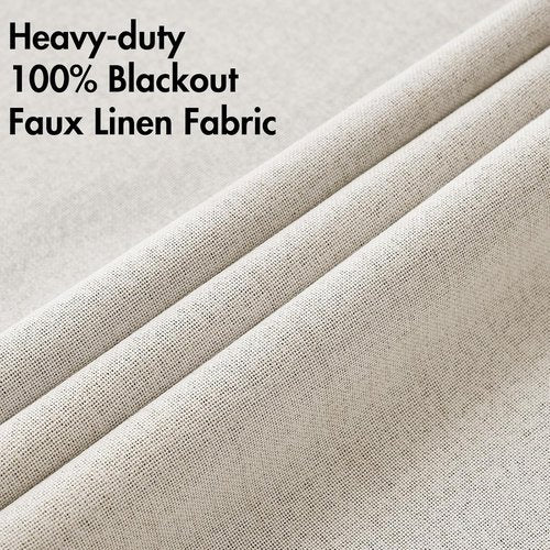 MIULEE Blackout Linen Curtains - Thermal Insulated Grommet Drapes for Bedroom & Living Room | 52 x 45 Inch (2 Panels)