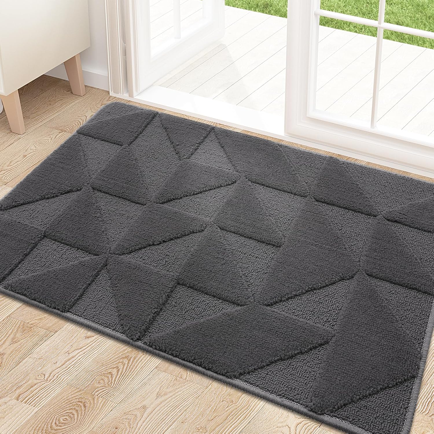 OLANLY Indoor Door Mat - Non-Slip, Absorbent & Washable | Low-Profile Entryway Doormat (32x20 inches, Dark Grey)