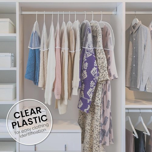 Handy Laundry Clear Vinyl Shoulder Covers - 16 Garment Protectors for Dust-Free Storage & Protection