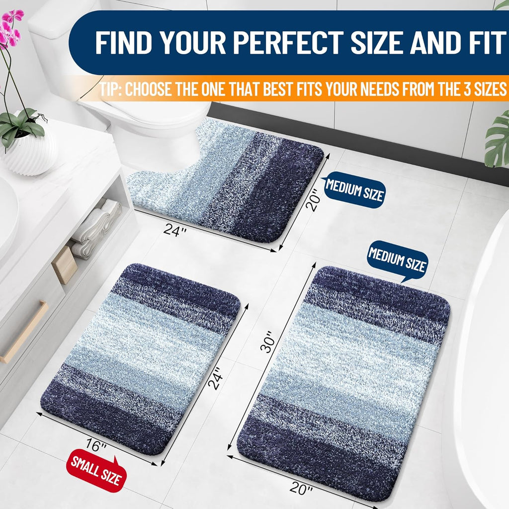OLANLY Bathroom Rugs - Extra Soft Microfiber Mat | Quick Dry, Machine Washable, 30x20, Airy Blue