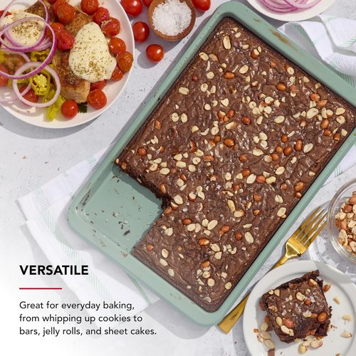 KitchenAid Nonstick Baking Sheet - Swiss Engineered Aluminized Steel, Dishwasher Safe, 9 x 13 Inch, Cardamom