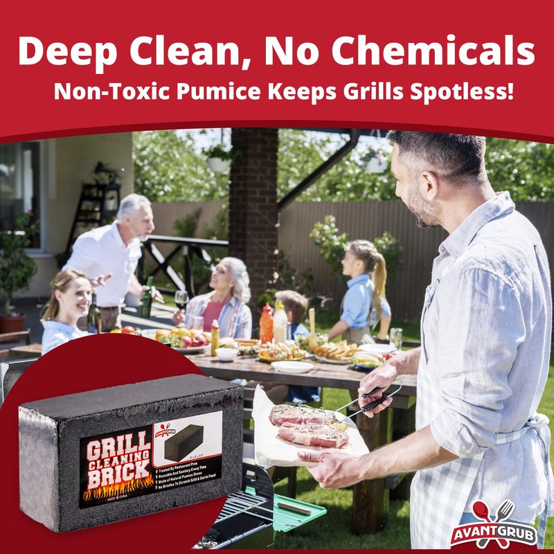 Heavy Duty Grill Cleaning Brick 1 Pack. Commercial Grade Pumice Stone Tool Cleans & Sanitizes Restaurant Flat Top Grills or Griddles. Remove Grease Stains and Dirt Without Harsh Chemicals or Abrasives