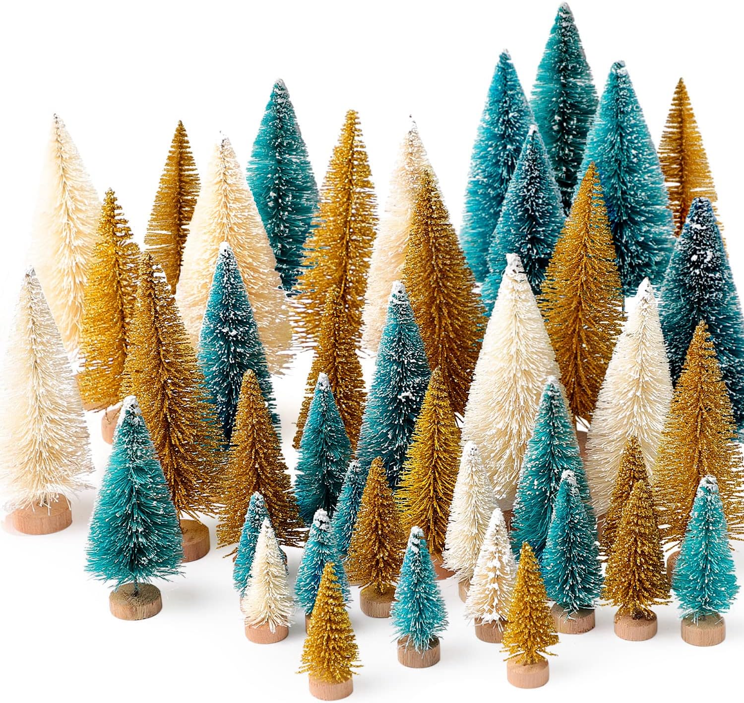 Skiennix Mini Christmas Trees - 30 Pcs Artificial Bottle Brush Trees in 5 Sizes for Festive Home Decor