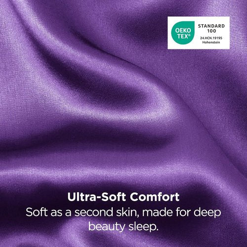 Bedsure King Size Satin Pillowcase Set - Purple Silky Pillow Cases for Hair & Skin, 20x36 Inches | 2-Pack